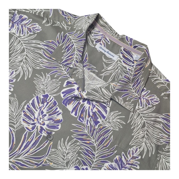Tommy Bahama Other - Tommy Bahama Men's XL Silk Hawaiian Camp Shirt Olive‎ Green Purple Floral Tropic